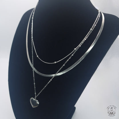 Triple Heart Snake Ball Necklace