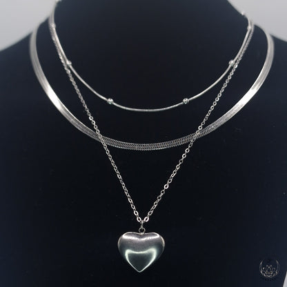 Triple Heart Snake Ball Necklace