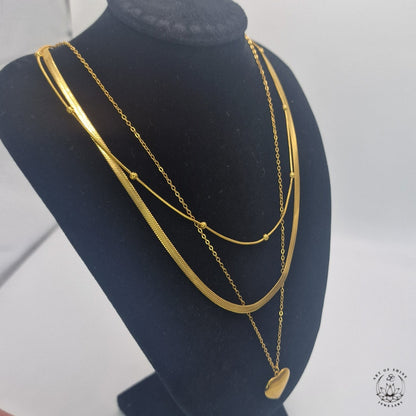 Triple Heart Snake Ball Necklace
