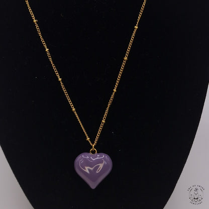 Ball Chain with Colored Heart Pendant