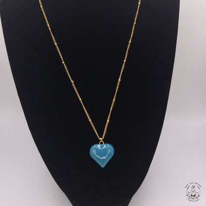 Ball Chain with Colored Heart Pendant