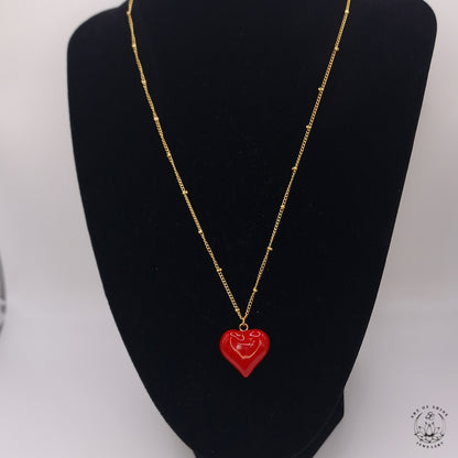 Ball Chain with Colored Heart Pendant