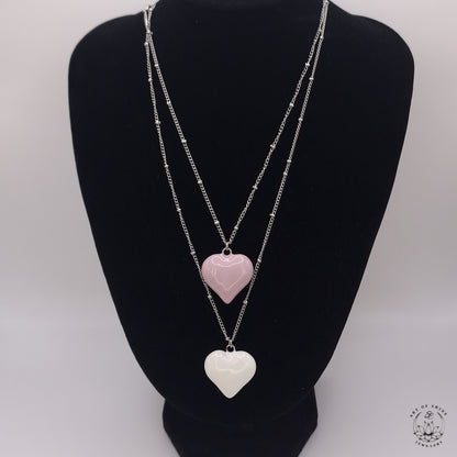Ball Chain with Colored Heart Pendant