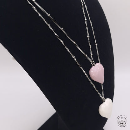 Ball Chain with Colored Heart Pendant