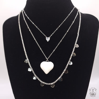 Ball Chain with Colored Heart Pendant
