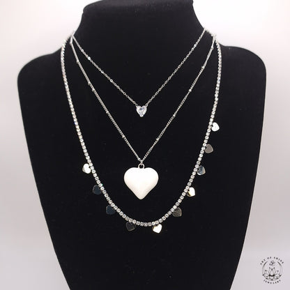 Ball Chain with Colored Heart Pendant