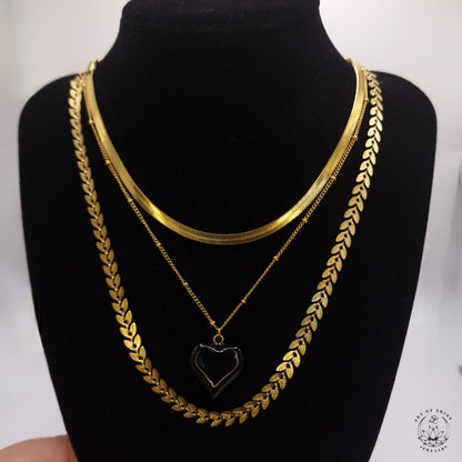 Ball Chain with Colored Heart Pendant