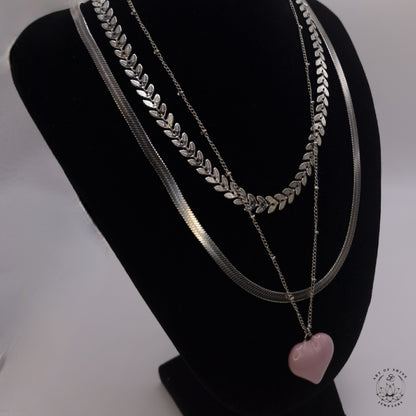 Ball Chain with Colored Heart Pendant