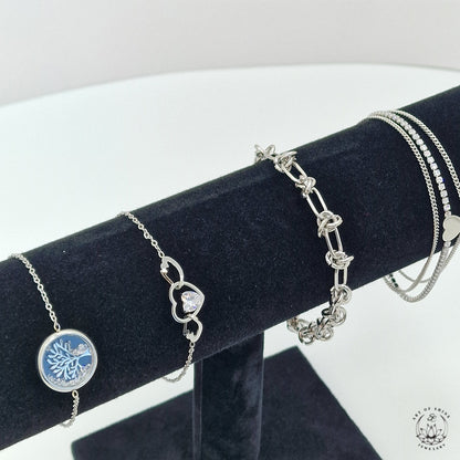 Bracelet with Zircon Heart and Soft Wings