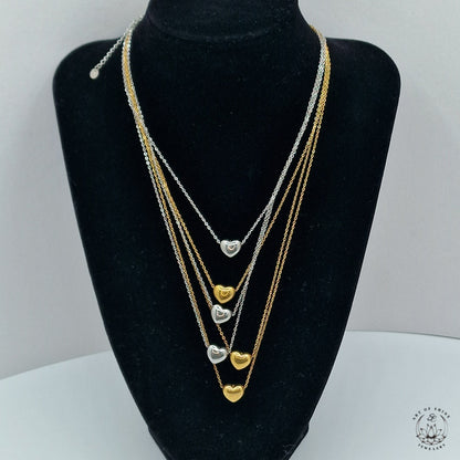 Triple Heart Wire Necklace