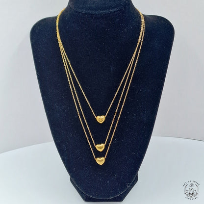 Triple Heart Wire Necklace