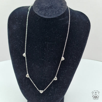Necklace with 5 Mini Round Hearts