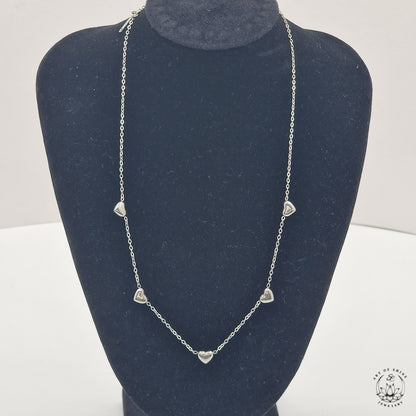 Necklace with 5 Mini Round Hearts