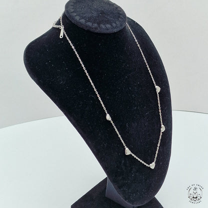 Necklace with 5 Mini Round Hearts