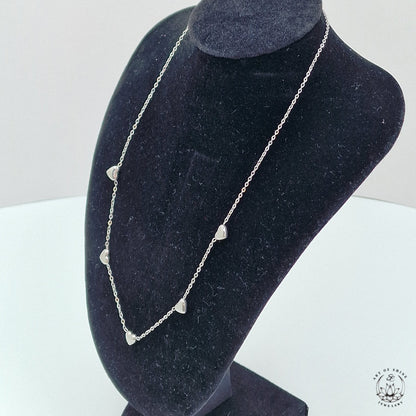 Necklace with 5 Mini Round Hearts