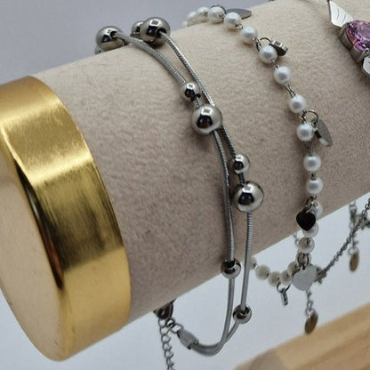 Pearl and Multi-Heart Bracelet