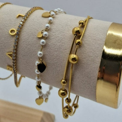 Pearl and Multi-Heart Bracelet