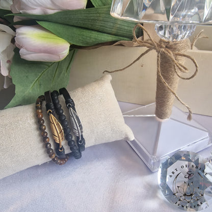 Bangle Beads Leaf Bracelet