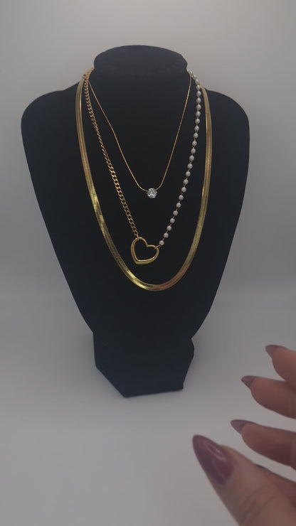 Half Pearl Half Chain Necklace