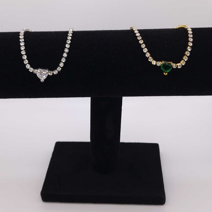 Tennis Bracelet with Zirconia Heart